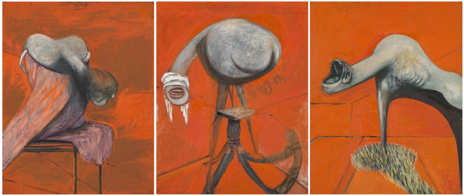 Three Studies for Figures at the Base of a Crucifixion by Francis Bacon, 1944
